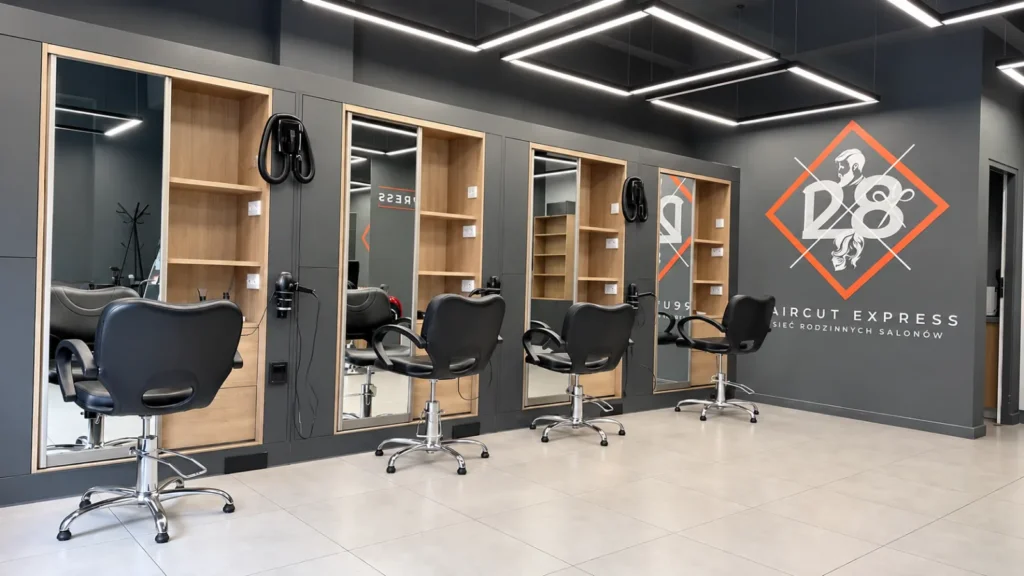 Робочі місця перукарів – Перукарня Haircut Express, ul. Zwierzyniecka 32/39, Познань